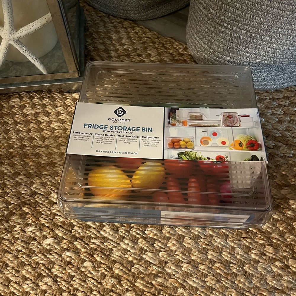 Gourmet Kitchen Refrigerator Organizer Bin with Lid  Stackable